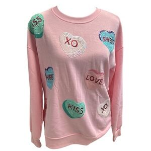 Workshop Republic Clothing Pink
Hearts  sequins Sweatshirt 
Valentine's Day NWT